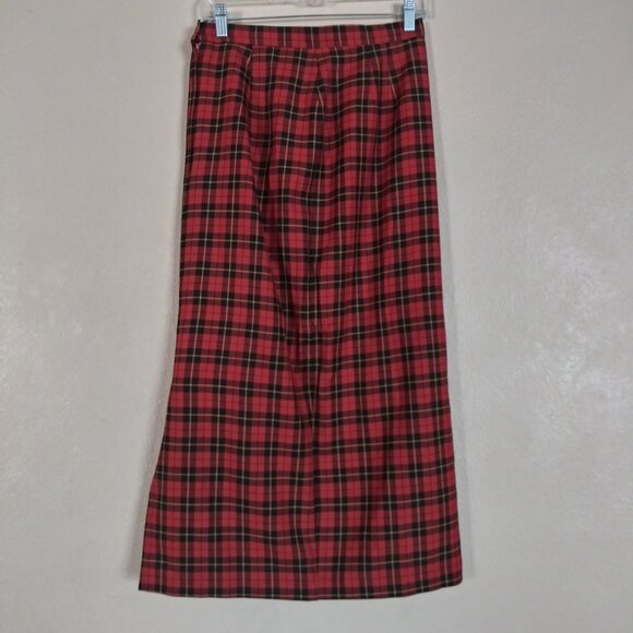 Vintage Michele Red Black & Yellow Plaid Mid Skirt Women's Size 10 - Picture 6 of 8